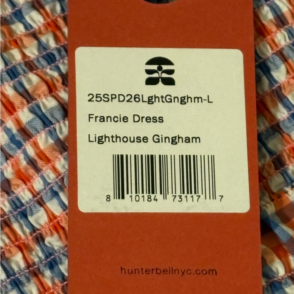 NWT Hunter Bell Francie Sun Dress In Lighthouse Gingham Large L Blue Red July 4 - Picture 11 of 11